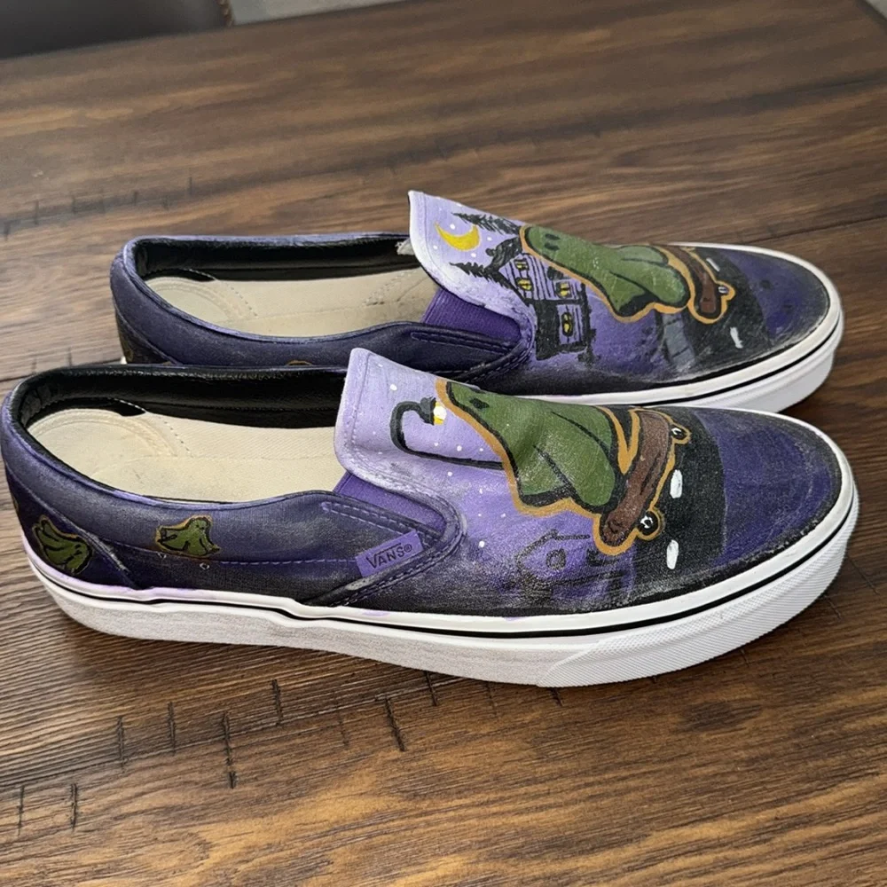 Vans custom hand painted men’s size 10 signed PJ 23 green ghost on skateboard - Picture 3 of 13